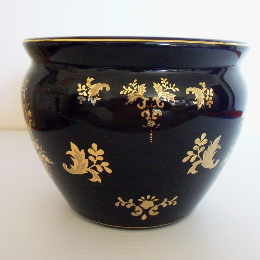 Cobalt blue ceramic planter (#EV1285) - Picture 2 of 5